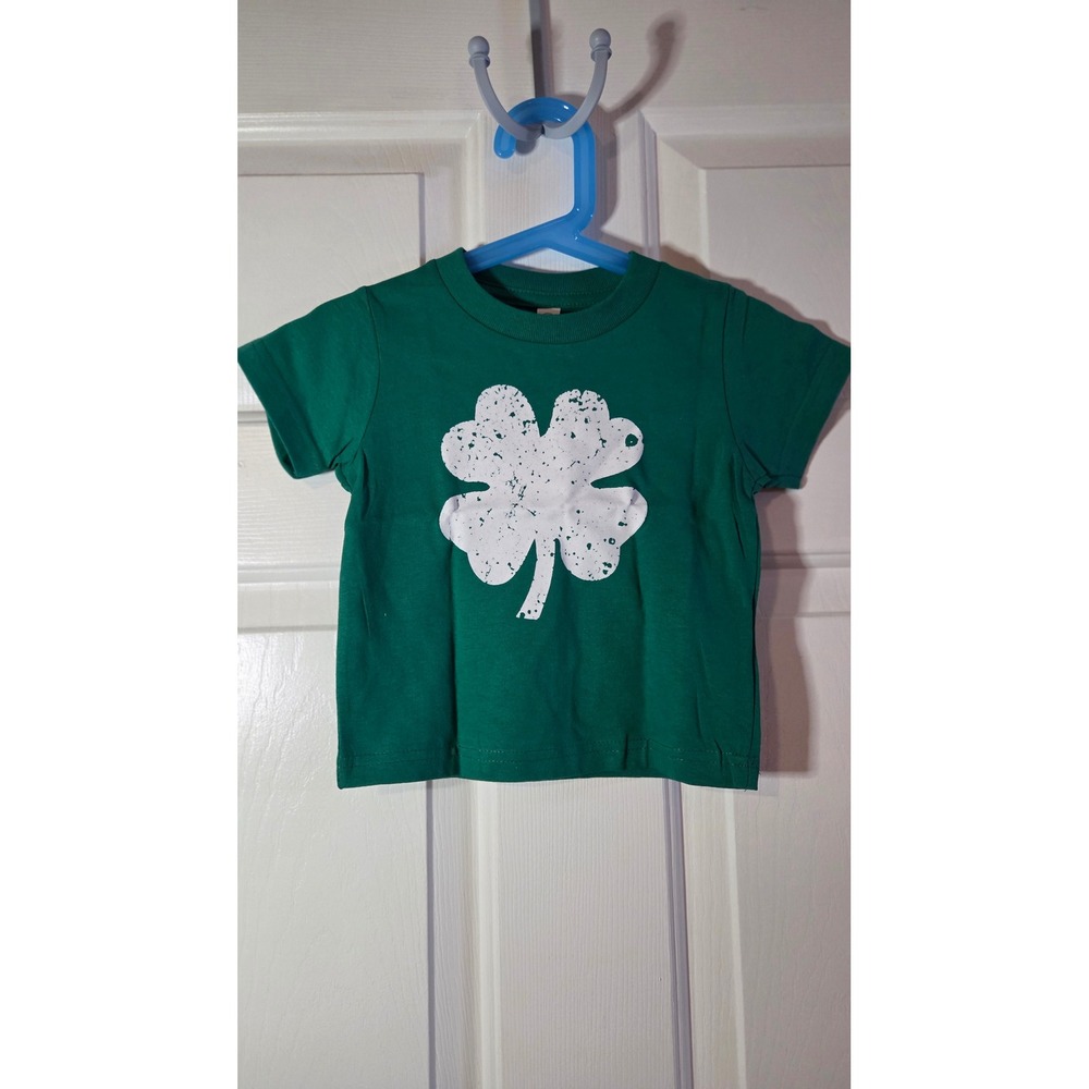 Rabbit Skins Green Four Leaf Clover Graphic T-Shirt 24 Months Kids Short Sleeve